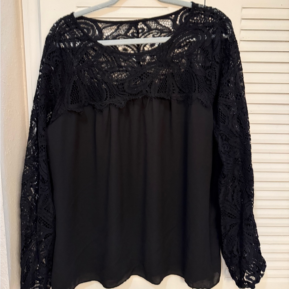 Lilly Pulitzer black lace blouse size XL